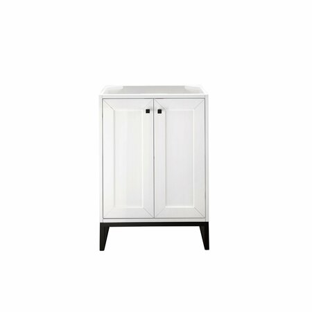 JAMES MARTIN VANITIES Chianti 24in Single Vanity Cabinet, Glossy White, Matte Black E303-V24-GW-MBK